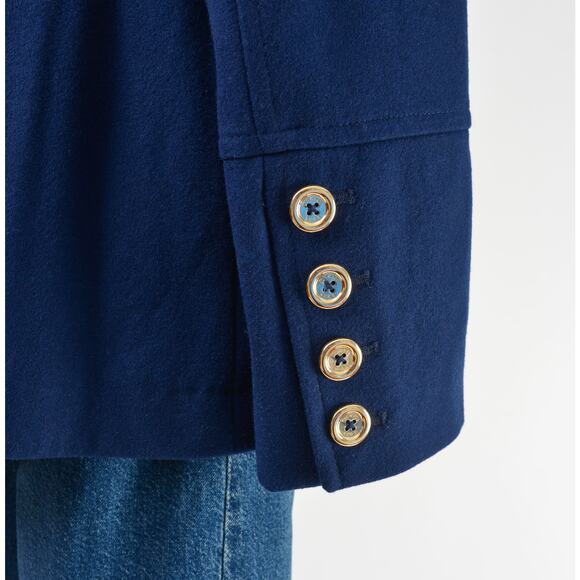 Michael Kors Navy Blue Wool Military Style Peacoat with Gold Buttons XL - Picture 7 of 8